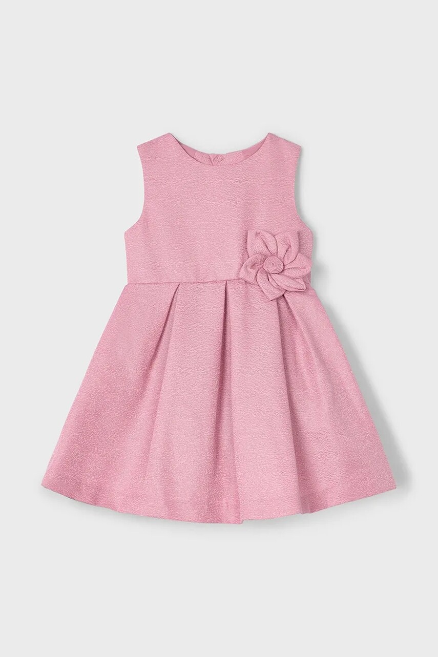 Dievčenské šaty Mayoral ružová farba, mini, áčkový strih, 3919