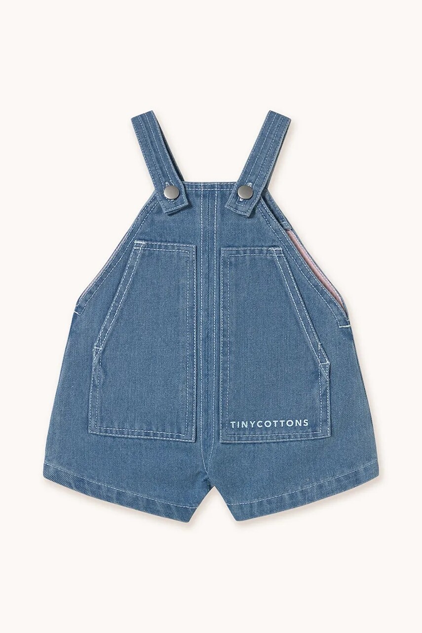 Detské nohavice na traky Tinycottons BABY GRAPHIC DENIM DUNGAREE jednofarebné, SS25-244