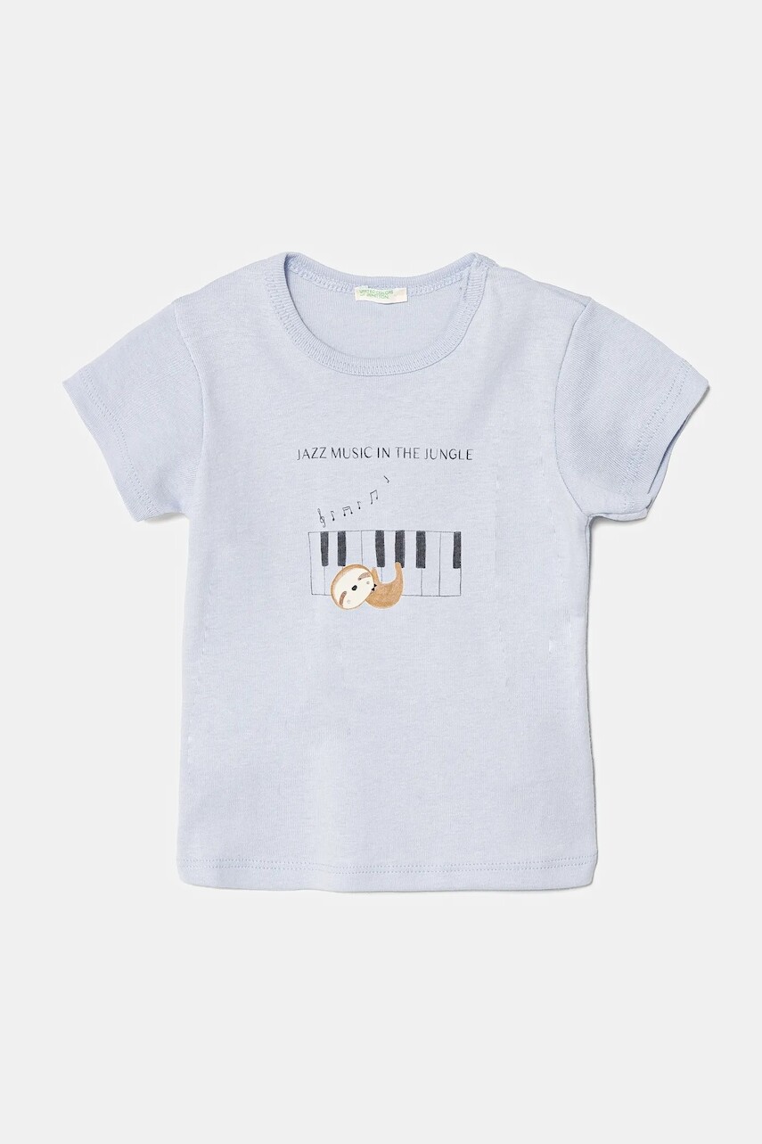 Detské bavlnené tričko United Colors of Benetton s potlačou, 3I9WA1065