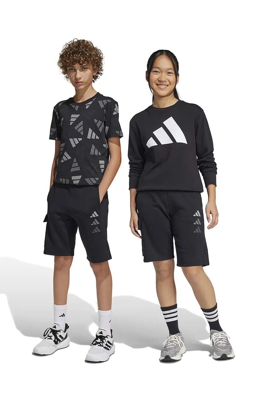 Detské krátke nohavice adidas čierna farba, s potlačou, JC7746