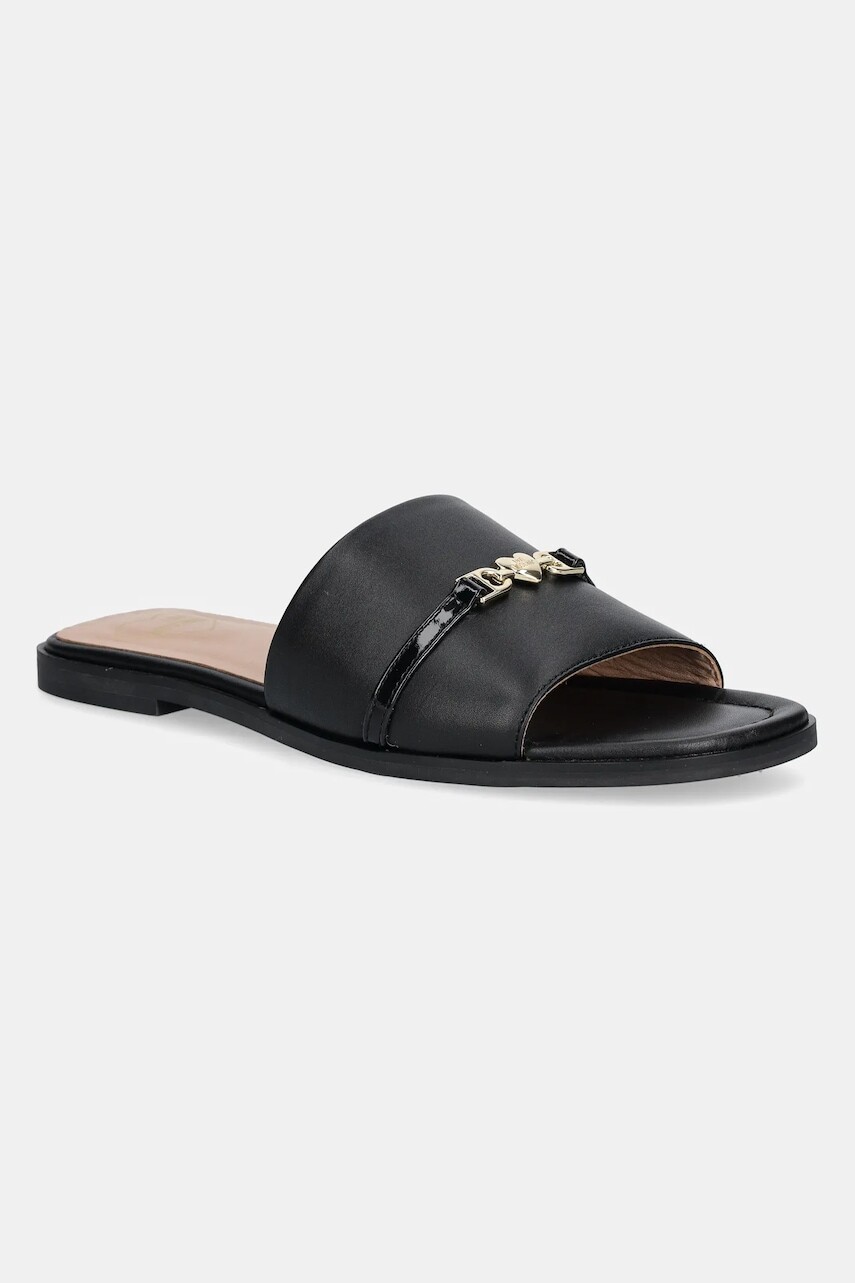 Kožené šľapky Love Moschino dámske, čierna farba, JA28082G1MIA400A
