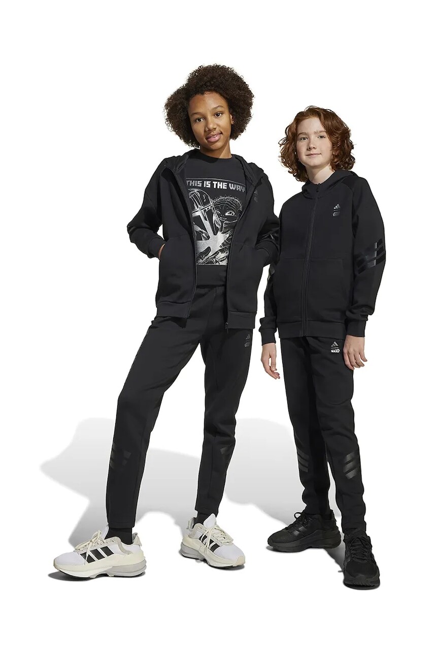 Detské tepláky adidas čierna farba, s potlačou, JF3635