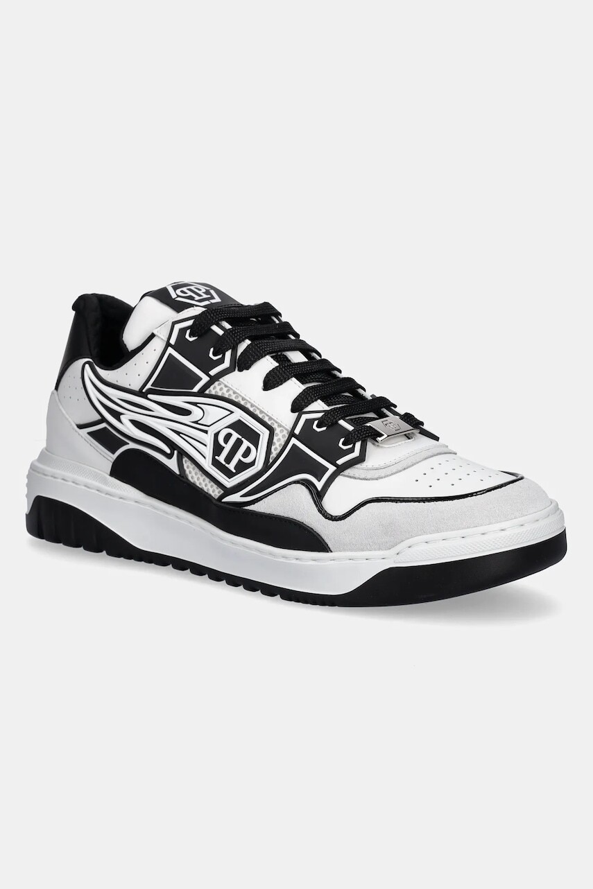 Kožené tenisky Philipp Plein Lo-Top Hexagon biela farba, MSC4017 PLE010N 0102