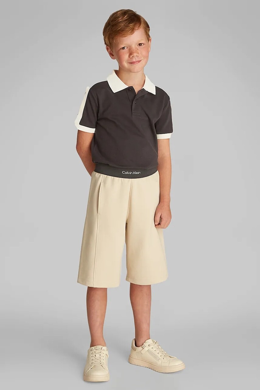 Detské polo tričko Calvin Klein Jeans čierna farba, jednofarebné, IB0IB02485