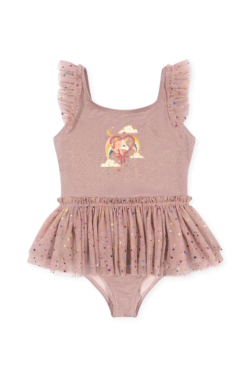 Jednodielne detské plavky Konges Sløjd SPARKY SWIMSUIT ružová farba, KS102853