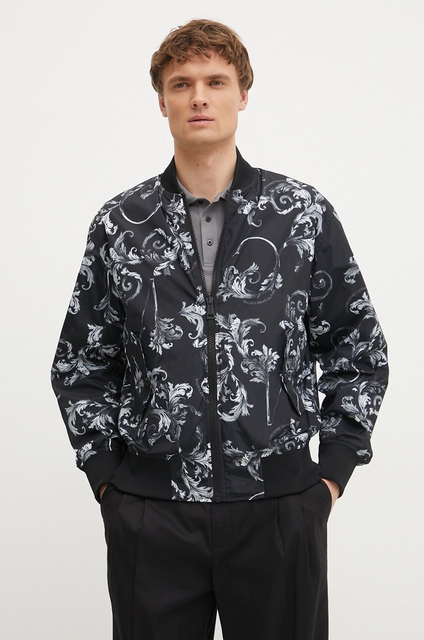 Obojstranná bunda bomber Versace Jeans Couture čierna farba, prechodná, 78GASD07 CQD92