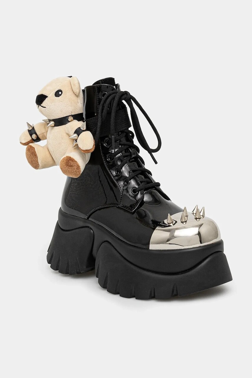 Kožené workery Koi Footwear dámske, čierna farba, na platforme, Eddie s Teddy