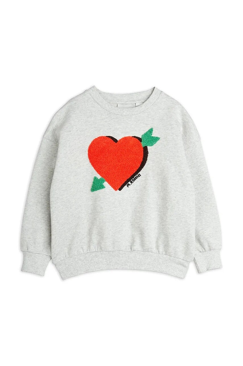 Detská bavlnená mikina Mini Rodini Arrowed heart šedá farba, s nášivkou, 2522012394