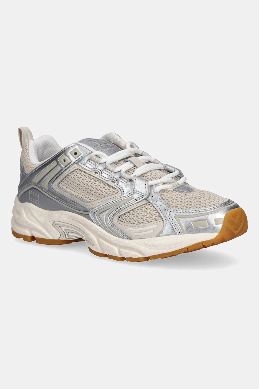 Tenisky Tommy Jeans ARCHIVE 97 METALLIC dámske, béžová farba, EN0EN02796