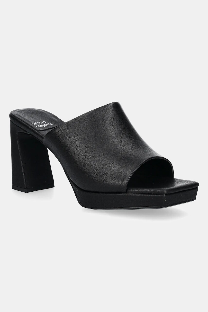 Kožené šľapky Jeffrey Campbell Caviar dámske, čierna farba, na podpätku, JC-923-1-10