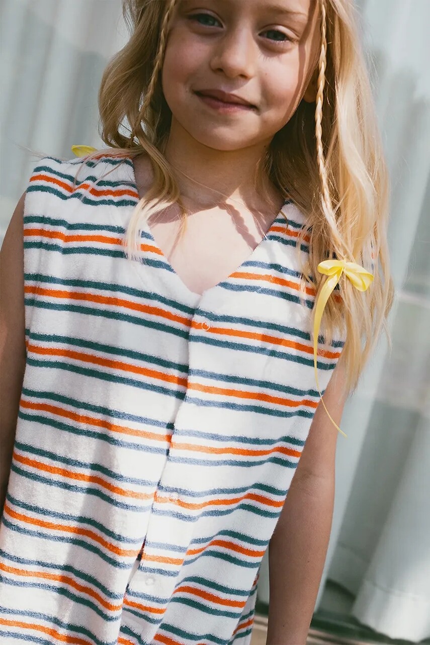 Detský bavlnený overal Tinycottons STRIPES MULTICOLOR JUMPSUIT biela farba, bavlnený, SS25-131