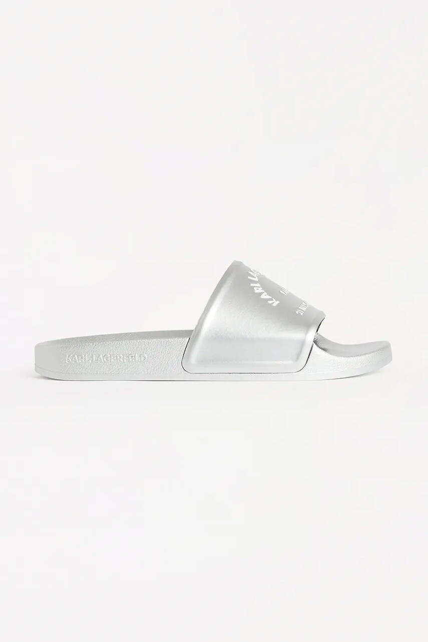 Šľapky Karl Lagerfeld KONDO 2.0 dámske, strieborná farba, KL80908A