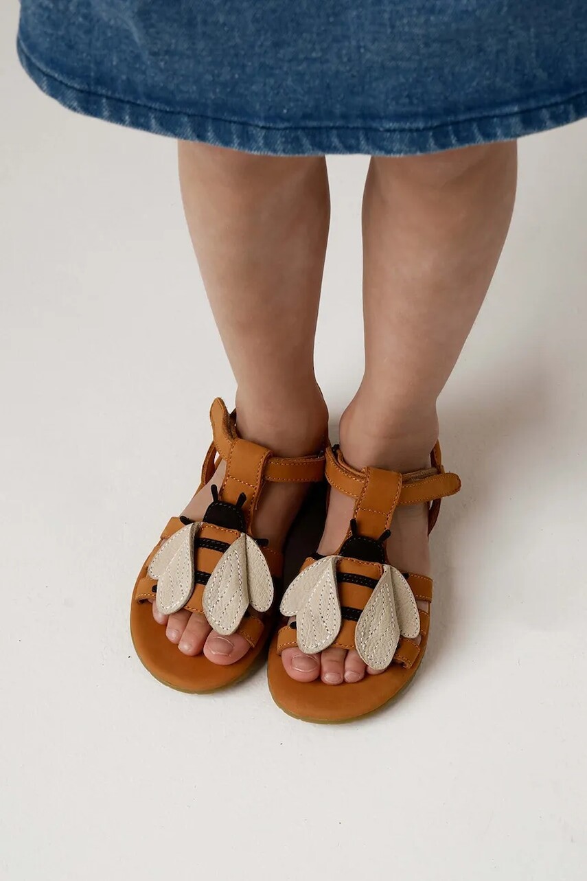 Detské kožené sandále Donsje Iles Sky Sandals Bee hnedá farba, 2004008