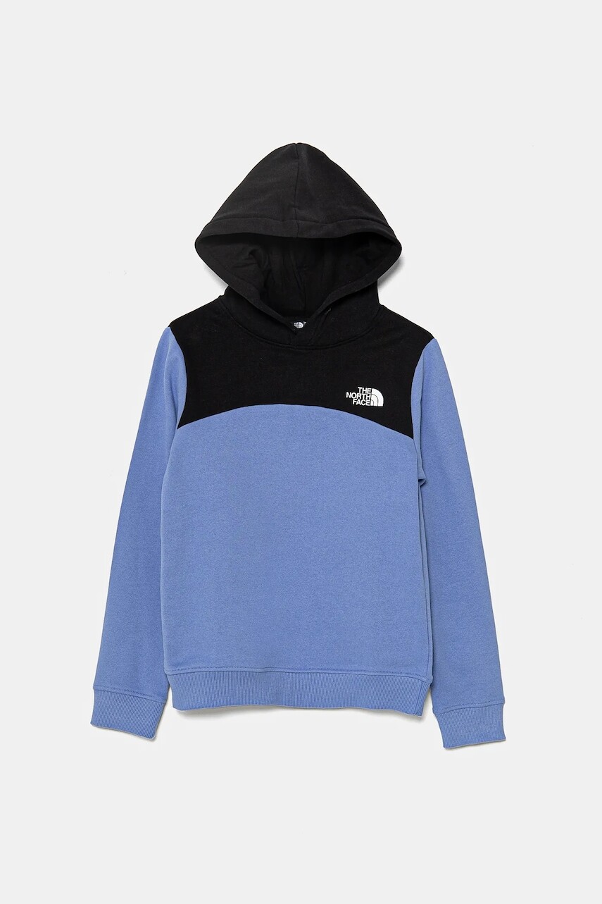 Detská bavlnená mikina The North Face BACK LOGO RELAXED P/O HOODIE fialová farba, s kapucňou, vzorovaná, NF0A89HC0YI1