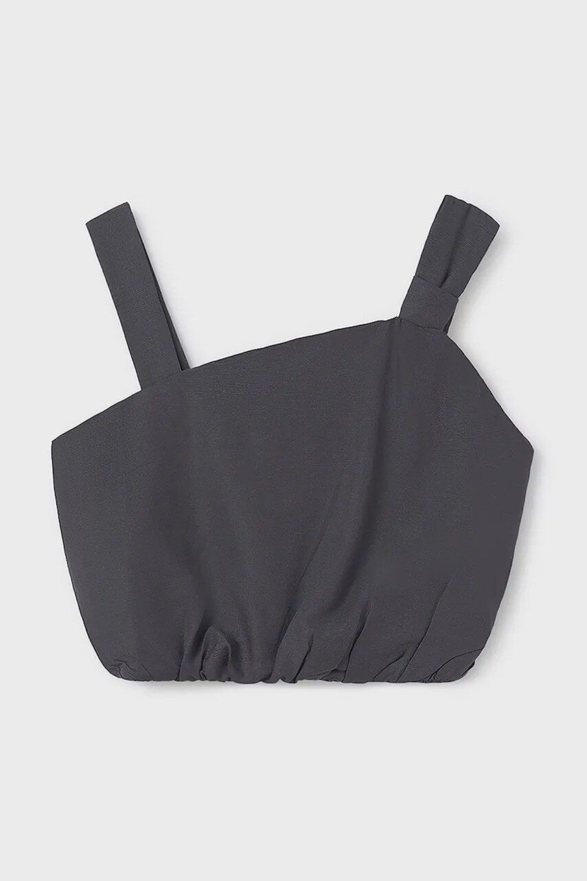 Detská blúzka z ľanu Mayoral tmavomodrá farba, jednofarebná, 6043