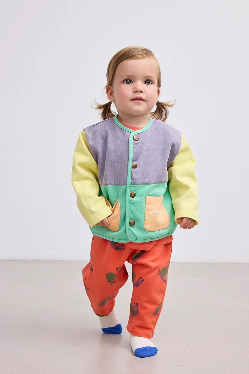 Bavlnená detská bundička Bobo Choses zelená farba, 125AB092