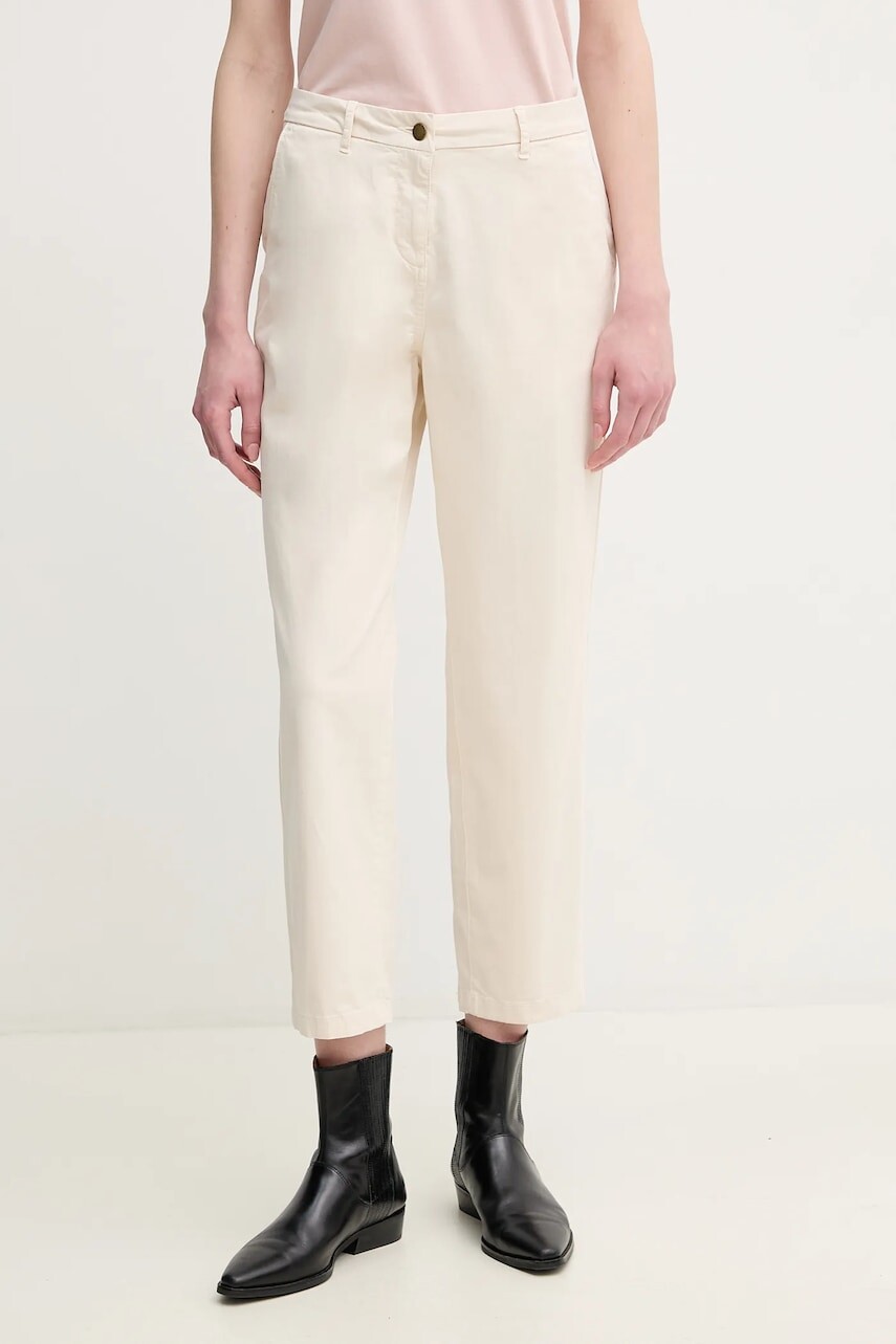Nohavice Barbour dámske, béžová farba, strih chinos, vysoký pás, LTR0388WH51