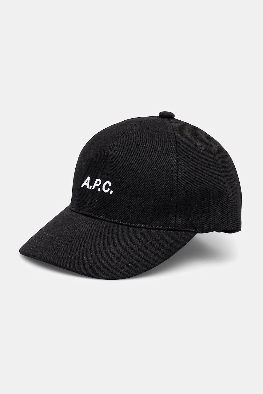 Bavlnená šiltovka A.P.C. casquette charlie čierna farba, s nášivkou, COHFK.M24069