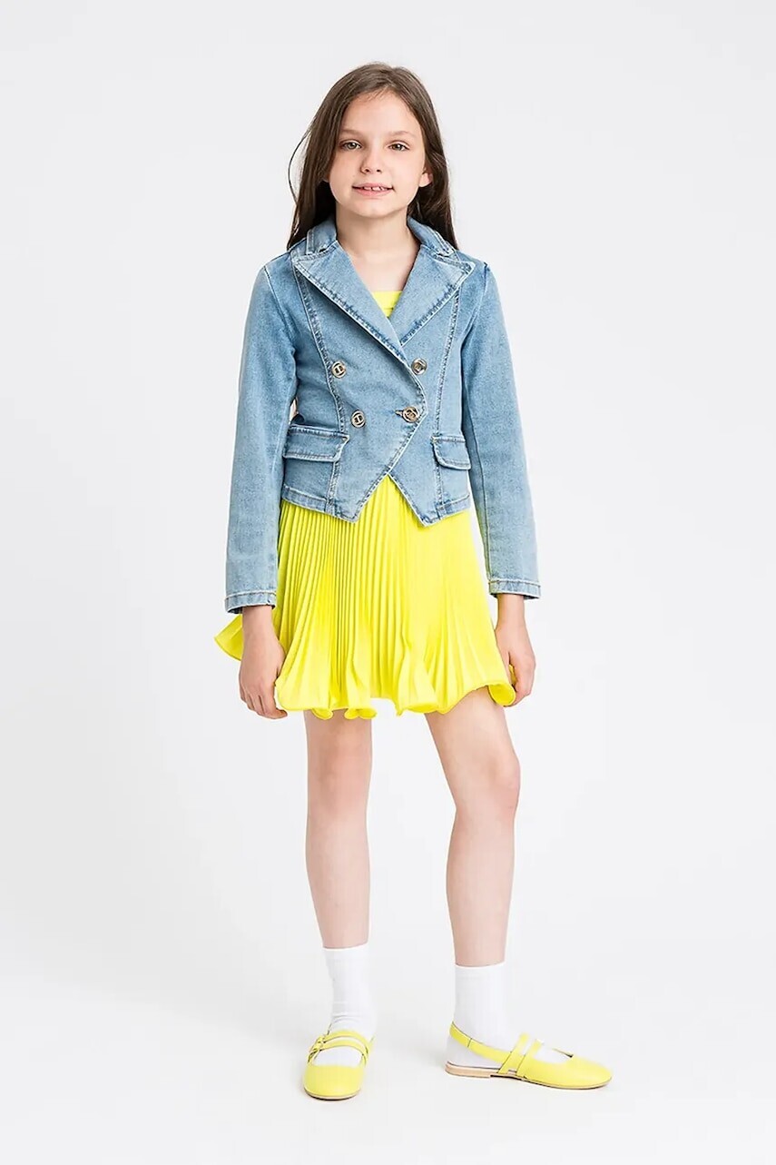 Dievčenská sukňa Twinset žltá farba, mini, áčkový strih, 251GJ2QQ5