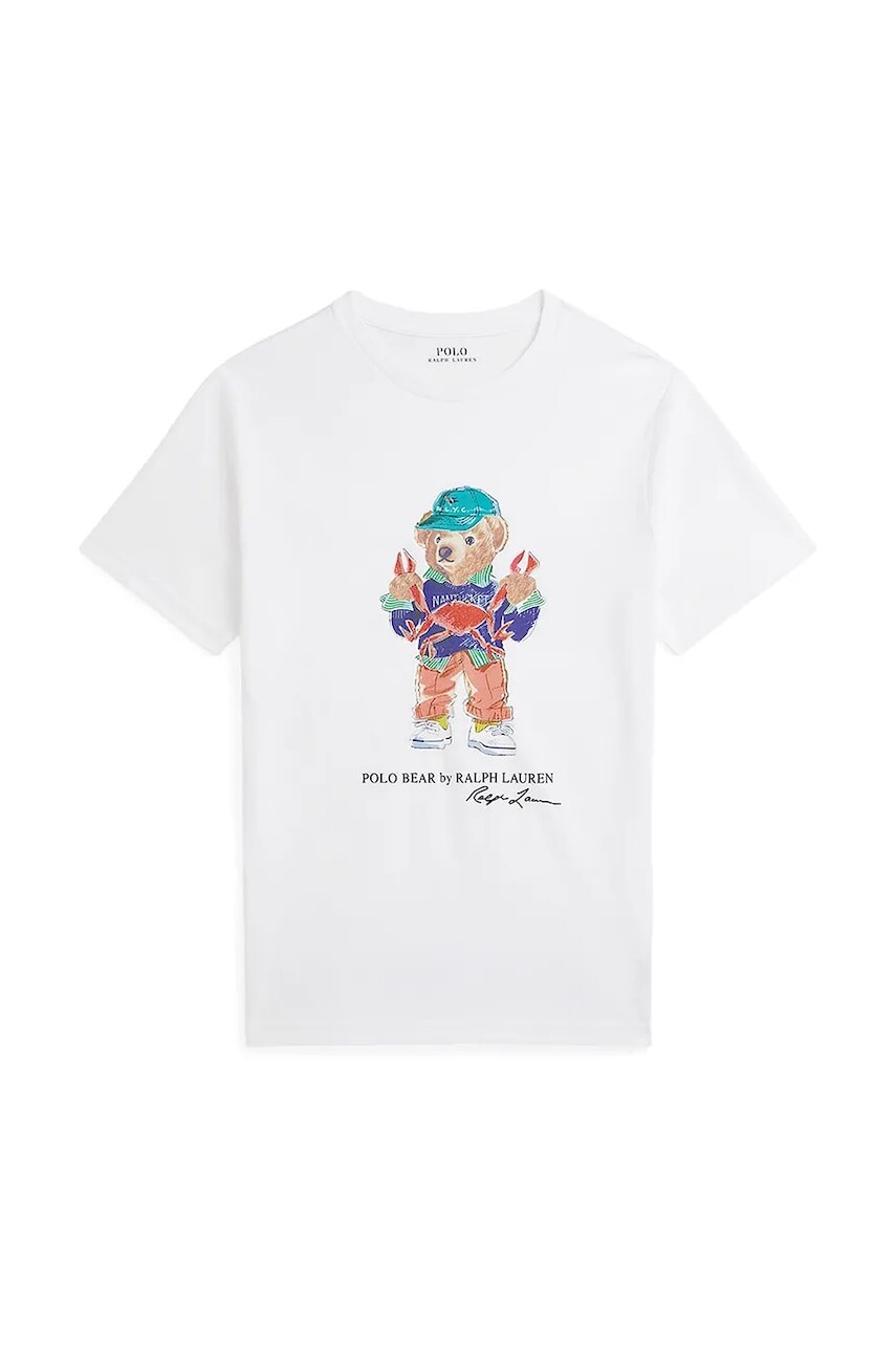 Detské bavlnené tričko Polo Ralph Lauren biela farba, s potlačou, 323973136002
