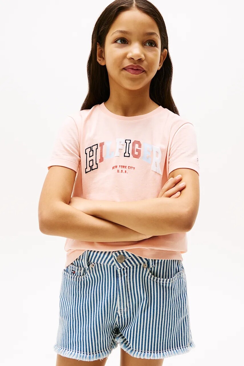 Detské tričko Tommy Hilfiger ružová farba, KG0KG08526