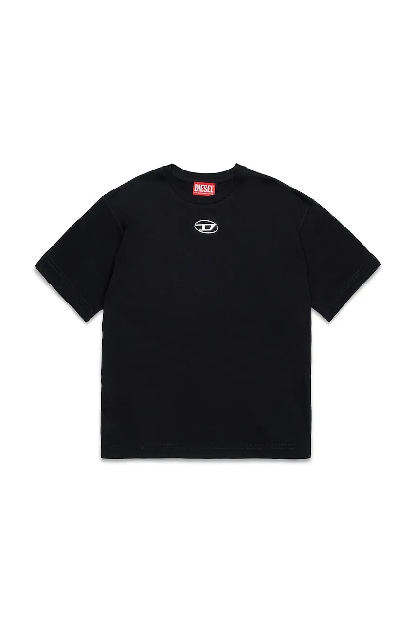 Detské bavlnené tričko Diesel TMARCUS OVER T-SHIRT čierna farba, jednofarebné, J02022