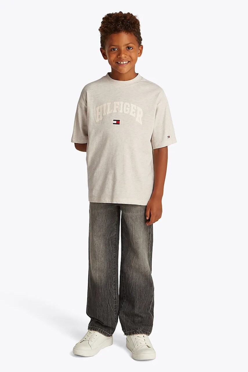 Detské bavlnené tričko Tommy Hilfiger biela farba, s potlačou, KB0KB09533