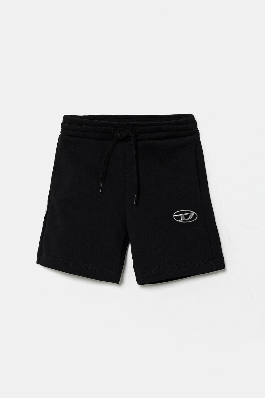 Detské bavlnené šortky Diesel PMACISHORT SHORTS čierna farba, nastaviteľný pás J02239