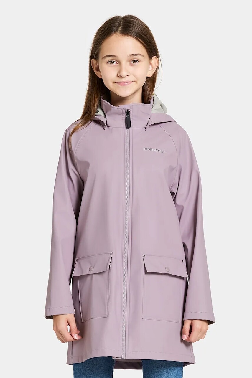 Detská nepremokavá bunda Didriksons GIGA KIDS JKT fialová farba, 505690