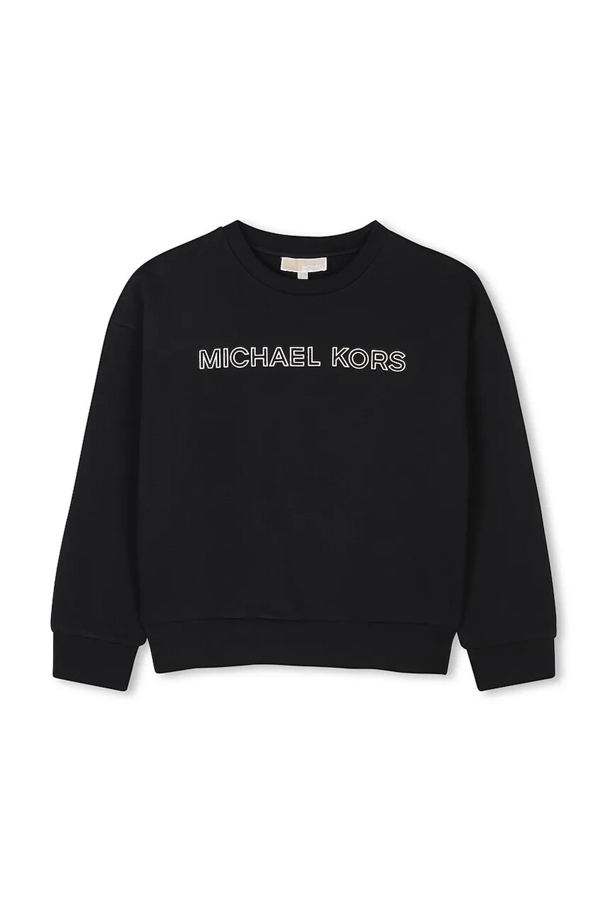 Detská bavlnená mikina Michael Kors čierna farba, s nášivkou, R30322