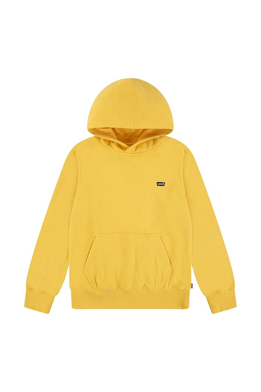 Detská mikina Levi's MINI BATWING PULL OVER HOO žltá farba, s kapucňou, jednofarebná, 8EK422