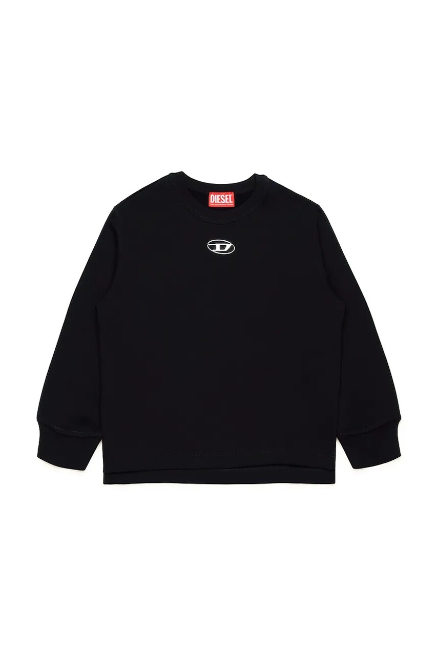 Detská bavlnená mikina Diesel SMACSISOD OVER SWEAT-SHIRT čierna farba, jednofarebná, J02024