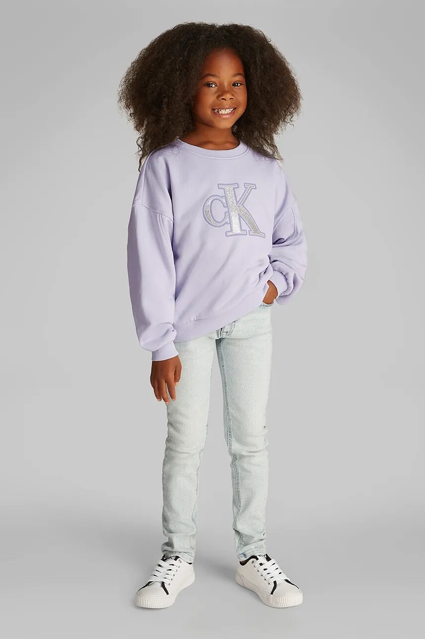 Mikina Calvin Klein Jeans fialová farba, s nášivkou, IG0IG02849
