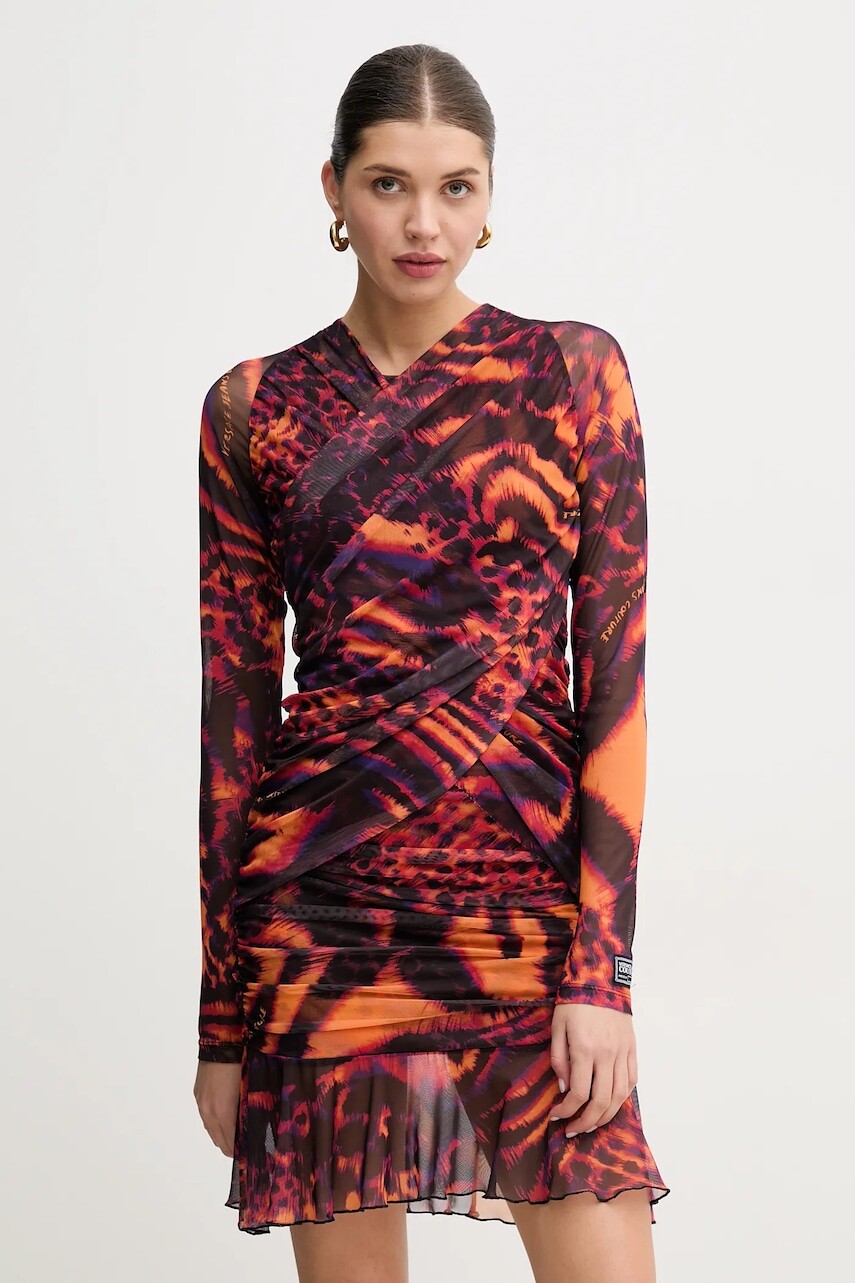 Šaty Versace Jeans Couture oranžová farba, mini, priliehavá, 78HAO971 JS467