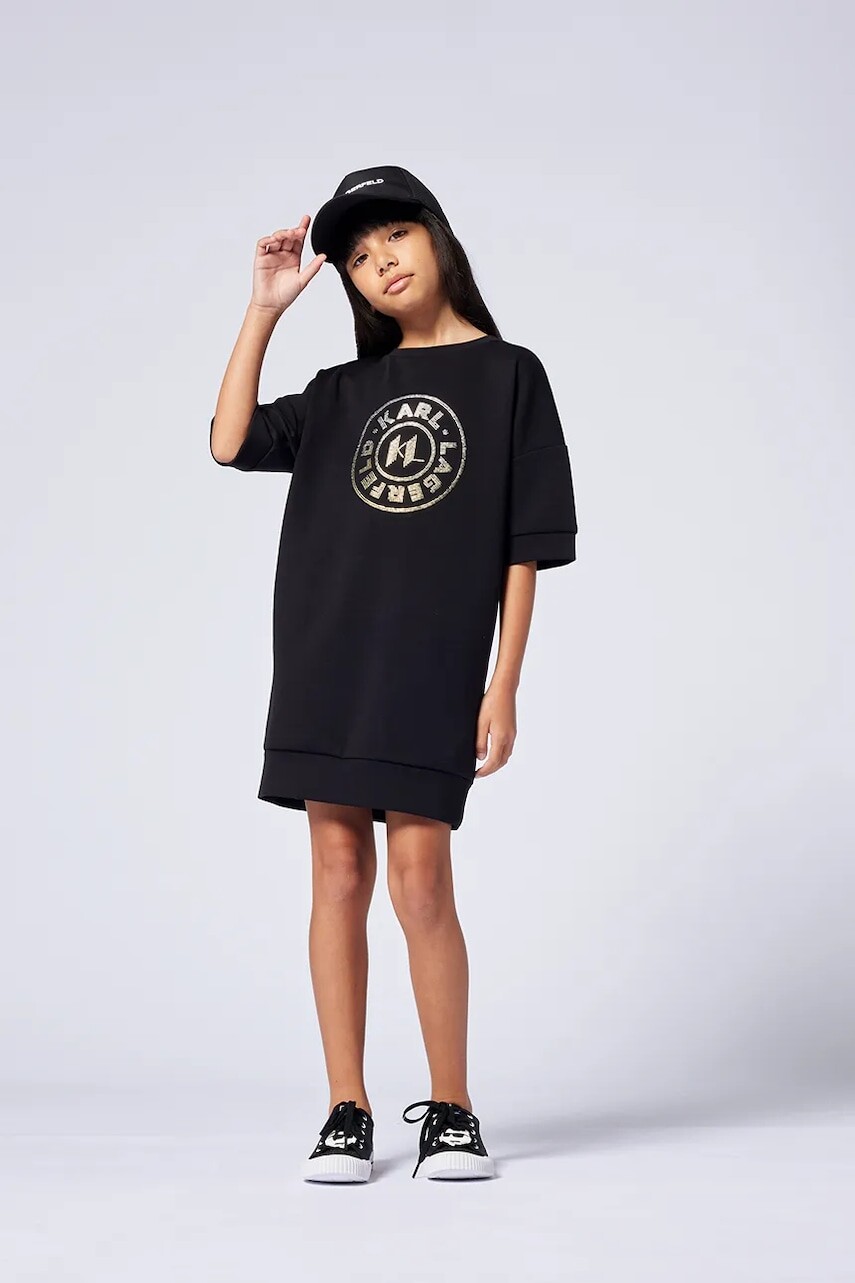 Dievčenské šaty Karl Lagerfeld čierna farba, mini, oversize, Z30464
