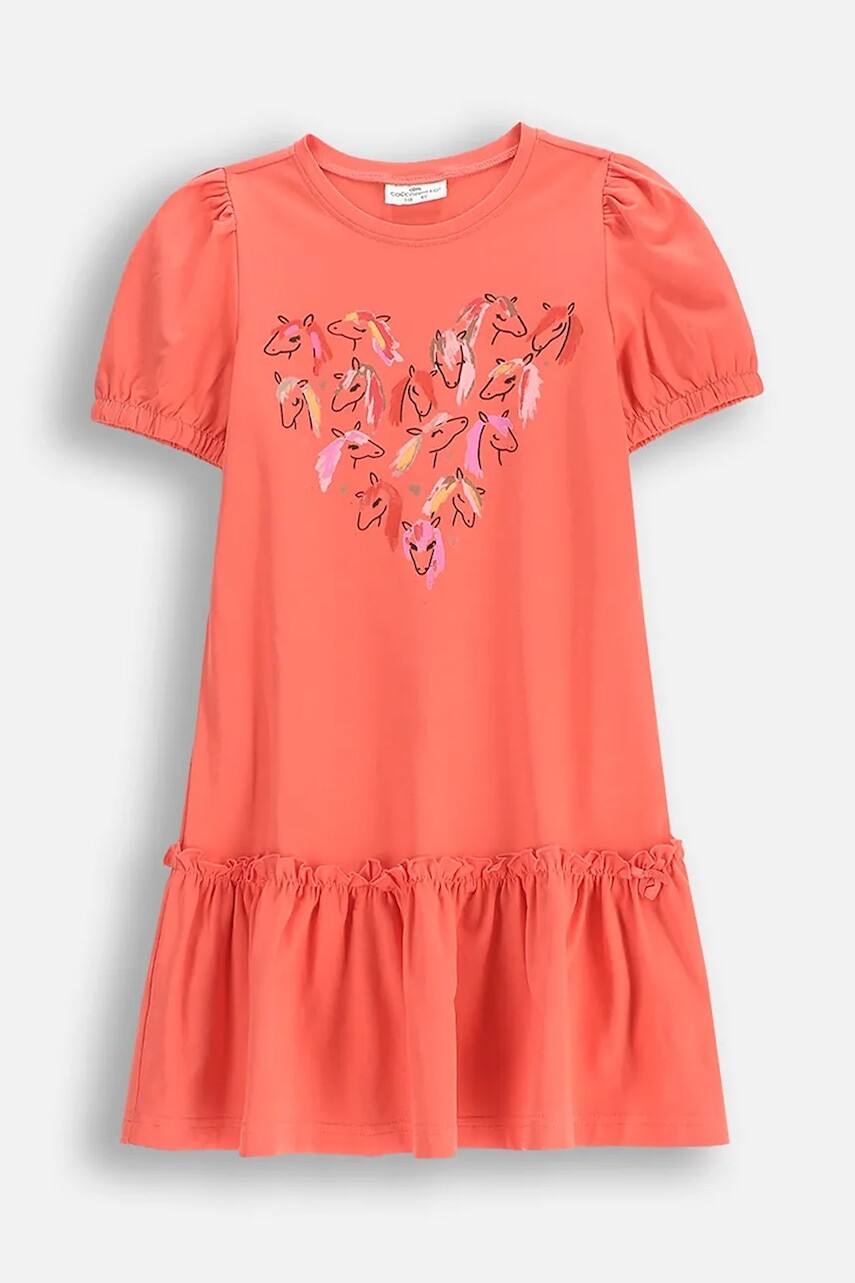 Dievčenské šaty Coccodrillo oranžová farba, mini, rovný strih, NOSTALGIC MEADOW GIRL KIDS