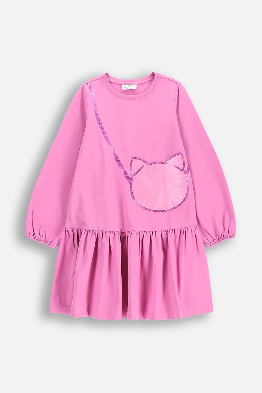 Dievčenské šaty Coccodrillo ružová farba, mini, rovný strih, COSMIC GIRL KIDS