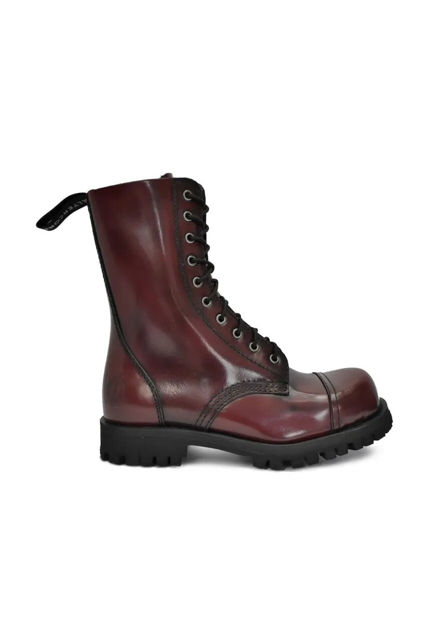 Kožené workery Altercore 551.Burgundy dámske, bordová farba, na plochom podpätku, 551.Burgundy