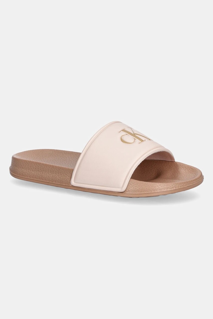 Detské šľapky Calvin Klein Jeans béžová farba, V3A0-82066