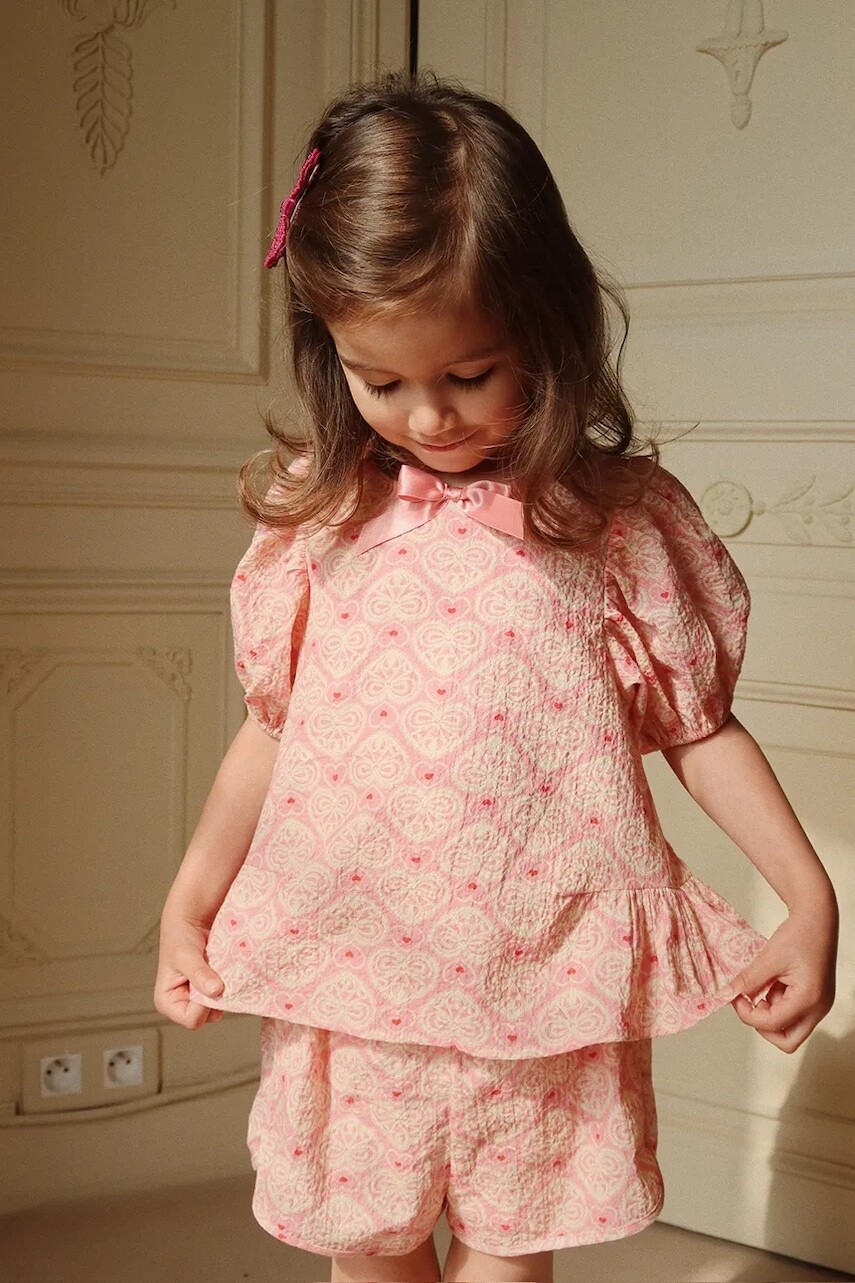 Detská blúzka Konges Sløjd AVA SS BLOUSE GOTS ružová farba, vzorovaná, KS102445