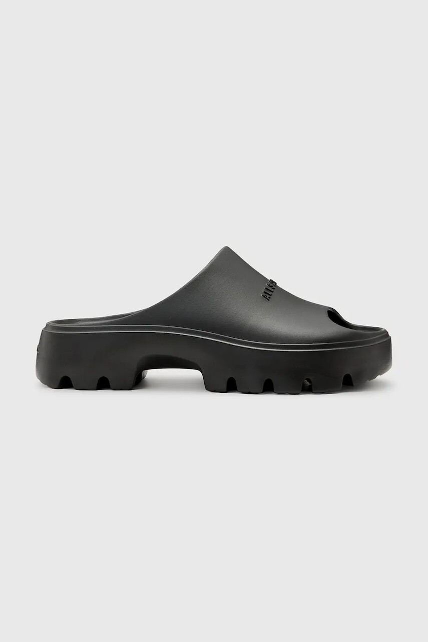 Šľapky AllSaints Eclipse Slider dámske, čierna farba, na platforme, W033FC
