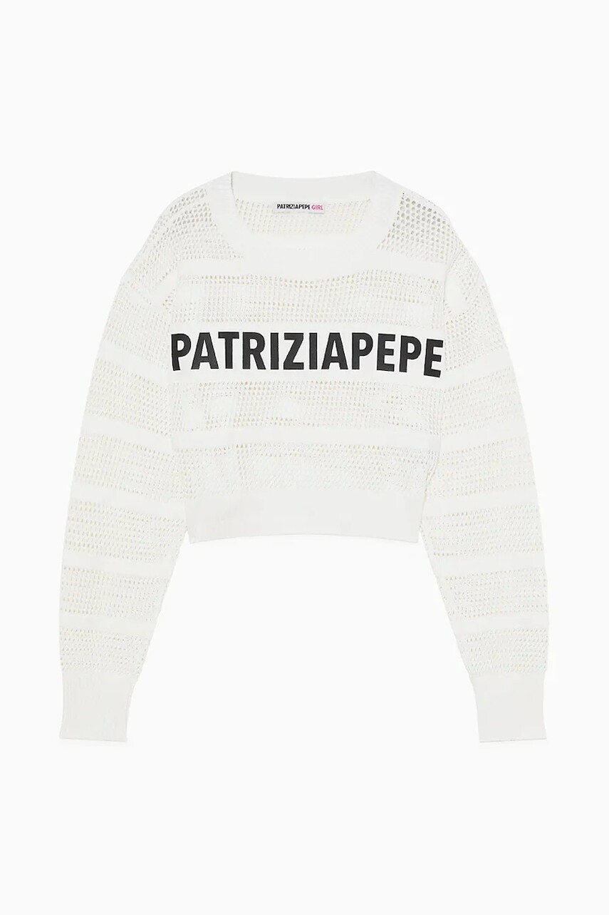 Detský sveter Patrizia Pepe W146 biela farba, 7K0056
