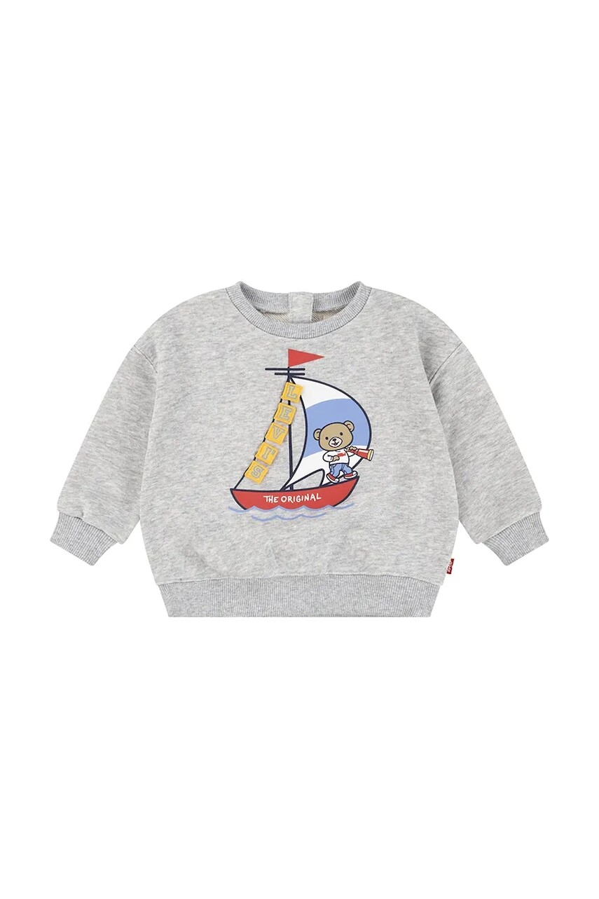 Mikina pre bábätká Levi's LEVIS SAILING 3D CREW šedá farba, s potlačou, 6EM320