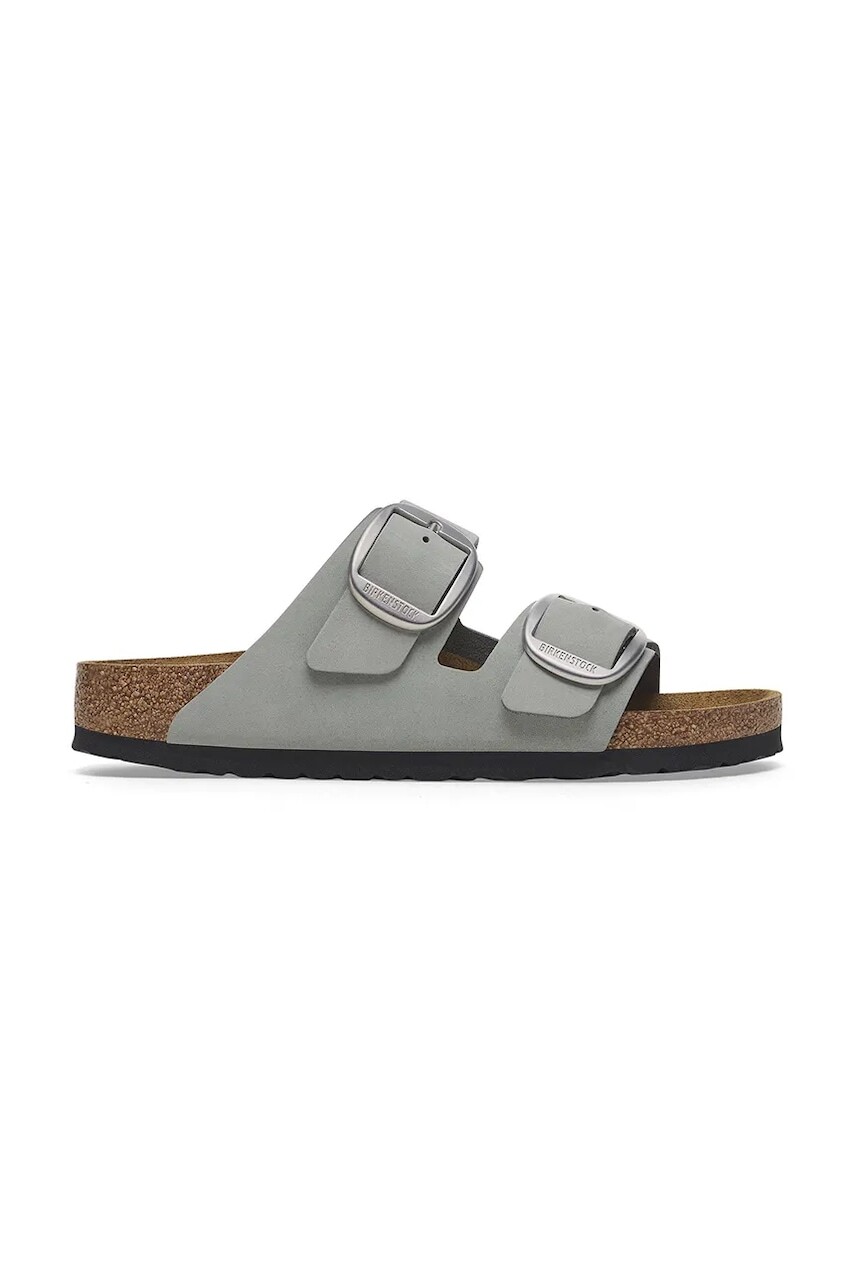 Nubukové šľapky Birkenstock Arizona Big Buckle dámske, šedá farba, 1029311