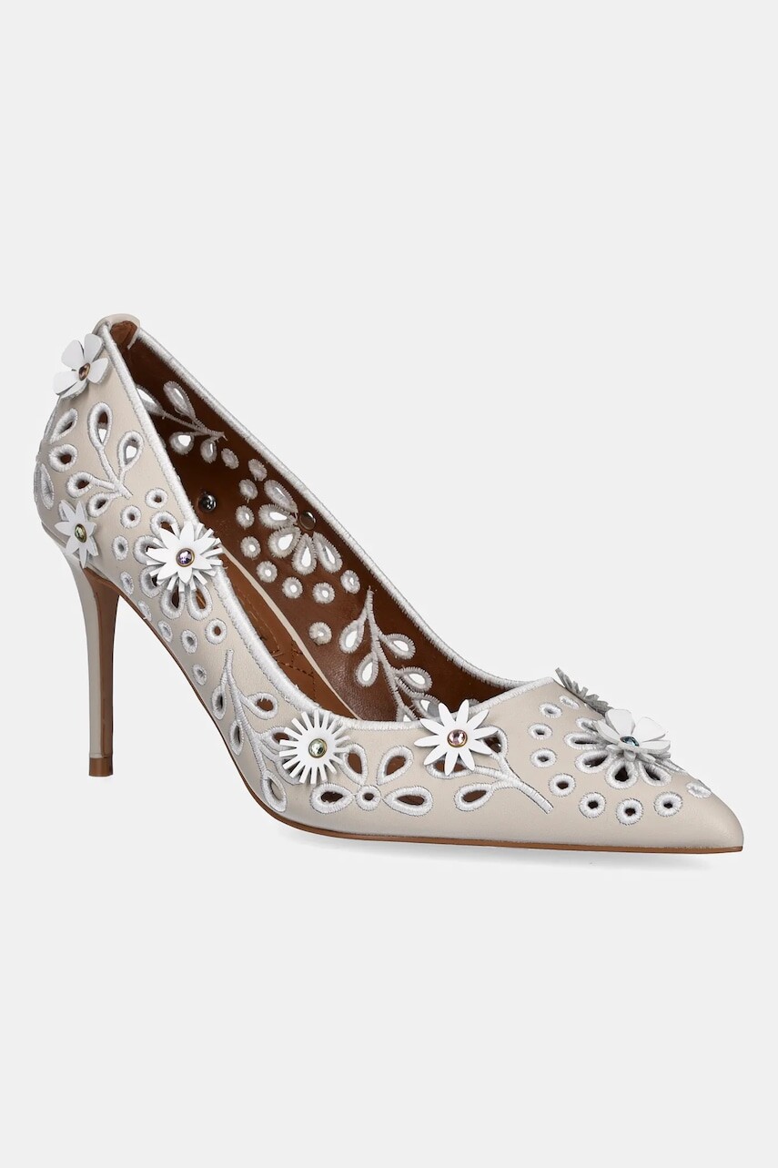 Kožené lodičky Kurt Geiger London Flower Belgravia béžová farba, 4352544109