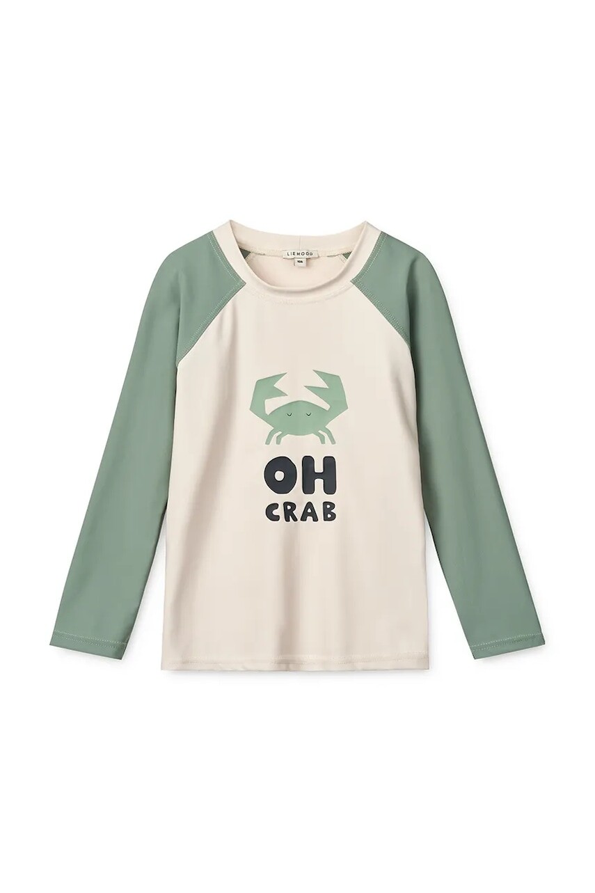 Detské tričko s dlhým rukávom na kúpanie Liewood Noah Placement Longsleeve Swim Tee zelená farba, LW19008