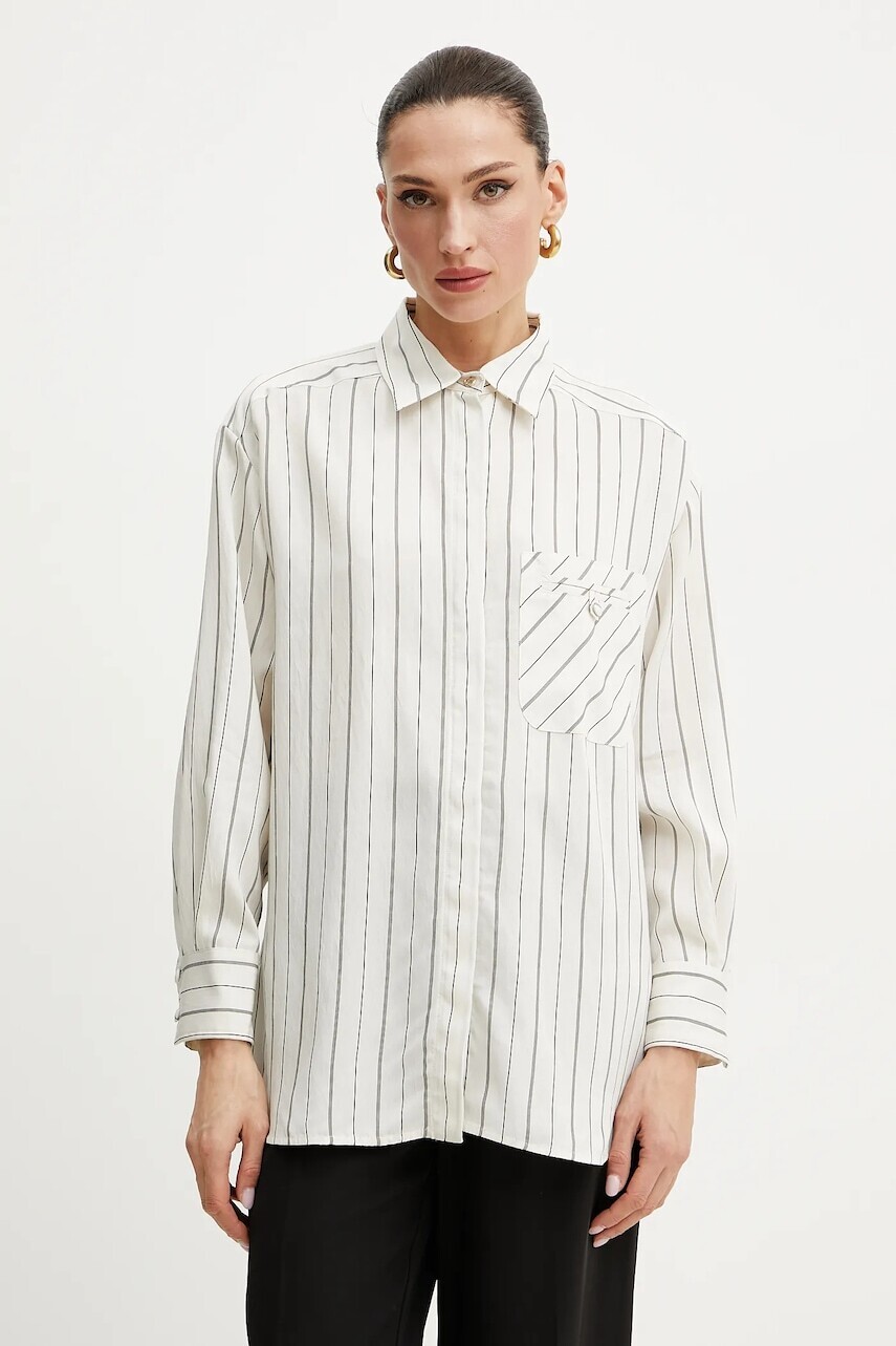 Košeľa Marella BALLATA dámska, béžová farba, voľný strih, s klasickým golierom, 2513111031200