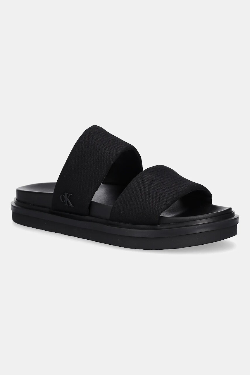 Šľapky Calvin Klein Jeans FLAT MOLDED DBL BAR SANDAL CV pánske, čierna farba, YM0YM01222