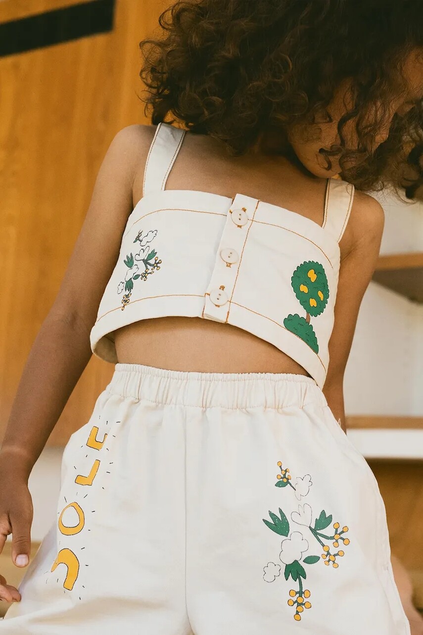 Detský top Tinycottons ARTSY TREE CROP TOP béžová farba, SS25-203