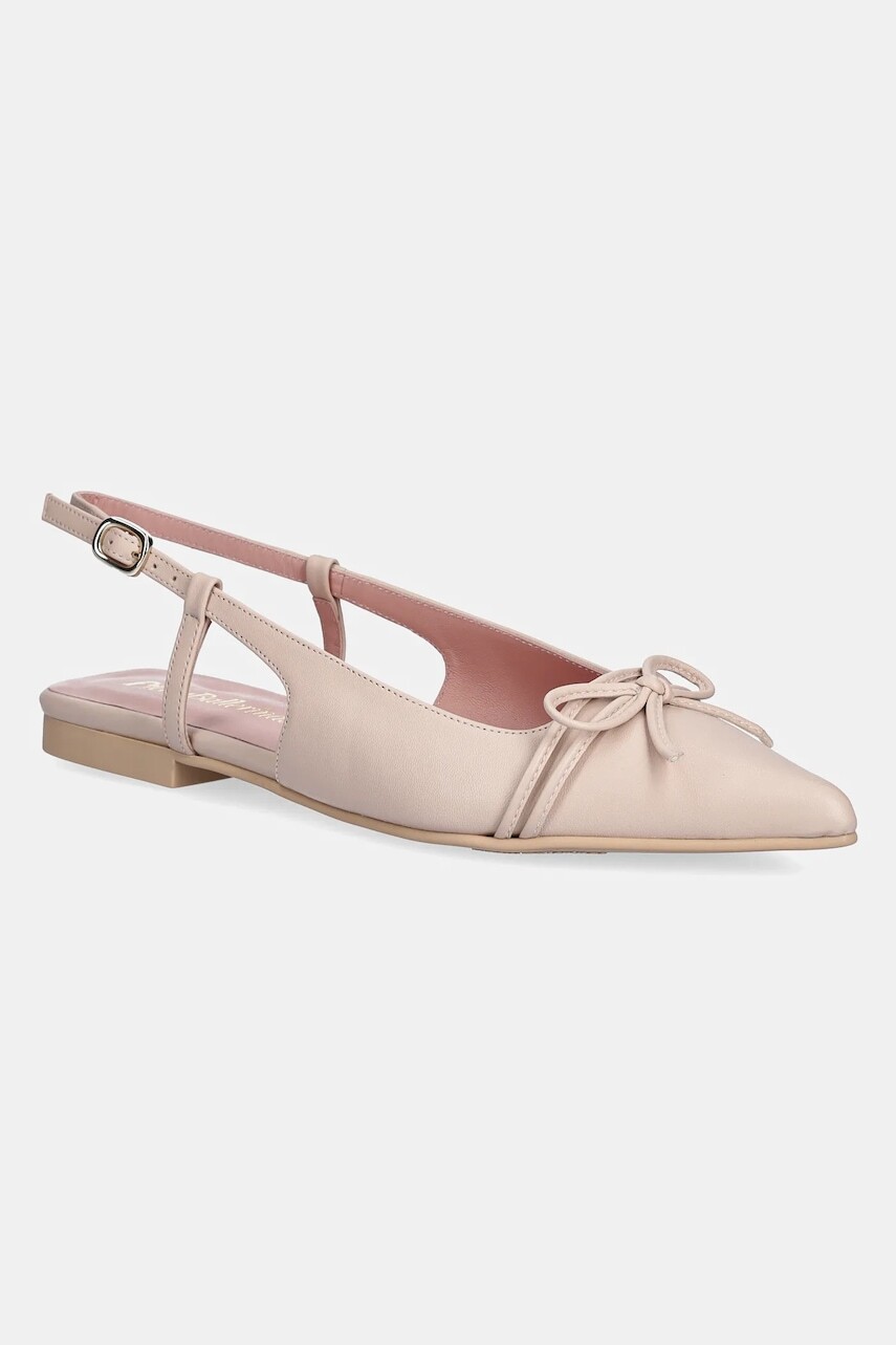 Kožené balerínky Pretty Ballerinas Yvette béžová farba, s otvorenou pätou, 52144_B